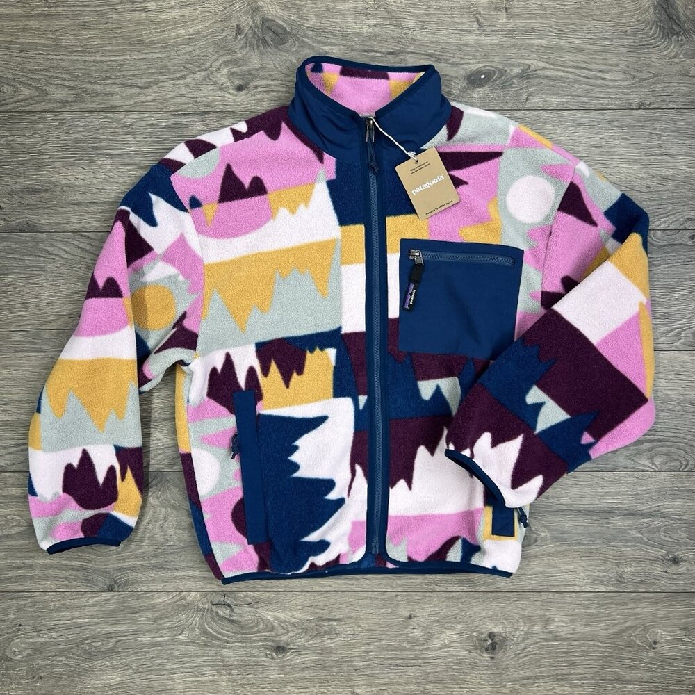 Patagonia Synchilla Full Zip Jacket Size Small Womens Frontera Marble Pink Blue